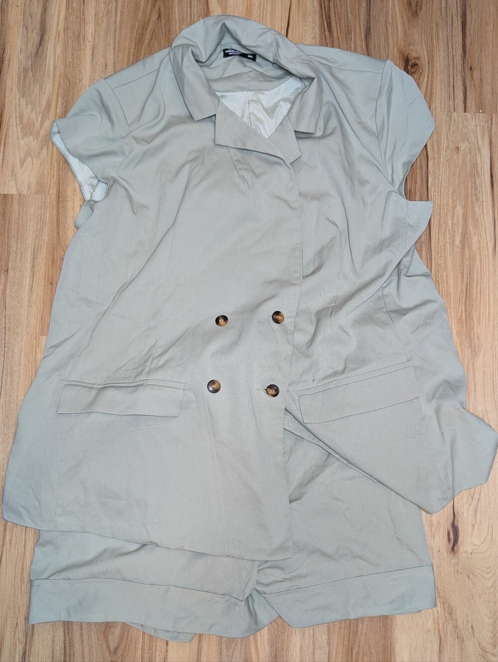 SHEIN Curve 4XL Sage Green Blazer & Shorts Set Plus Size Matching Set